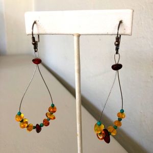 Amber Wire Look Pierced Earrings